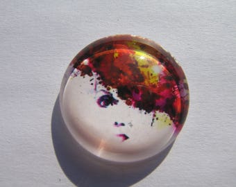 Cabochon 25 mm round domed with woman face image