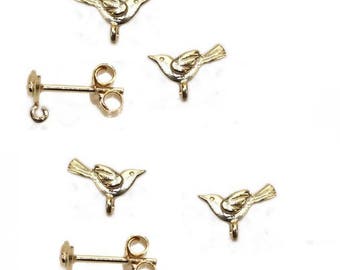 Pair of birds in gold vermeil earrings