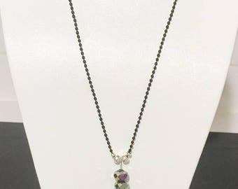 Handmade black and silver chain tassel necklace