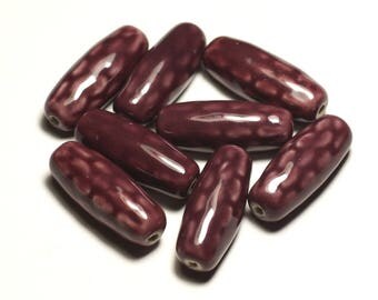 2PC - ceramic porcelain olive bobbin 31mm Violet plum - 8741140017481 rice beads