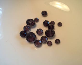 Deep Amethyst Faceted Rondelle Crystal Beads 12, 8, and 6mm