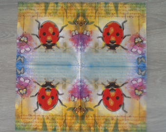 Set of 2 Ladybug decopatch paper napkins