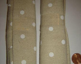 WHITE POLKA DOTS LINEN PATCHWORK FABRIC ¤ 30 X 60 CM