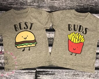 Burger and fries best buds shirt set.