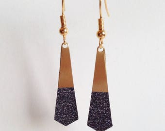 Glitter - gold tone dangle earrings