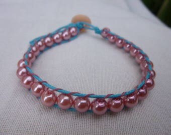 Bracelet"wraps" handcrafted pink and blue
