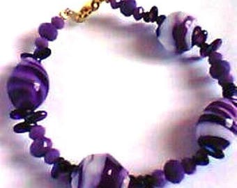 Bracelet - mixed - baroque glass - purple grey color