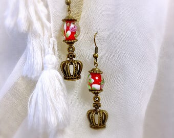 Red glass earring