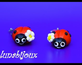 Child - Clip earrings - cheerful Ladybug - charm bracelet little girl