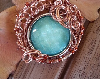 Pendant Green-Copper in copper and resin