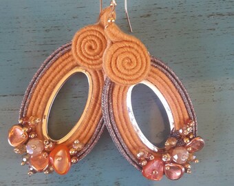 "Sunset" soutache beaded earrings