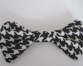 BOW BROOCH MADE OF 100% COTTON RETRO HOUNDSTOOTH FABRIC