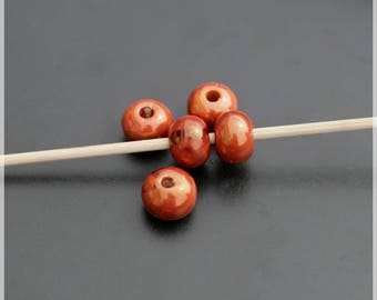 Set of 5 beads 1 cm ceramic