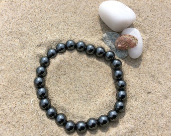 Bracelet with hematite beads 8 mm