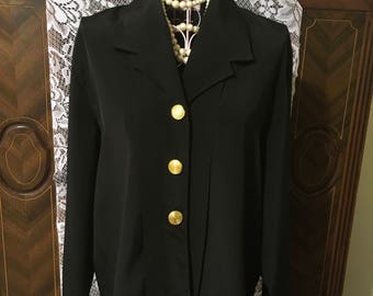 80's black secretary blouse size 10 P