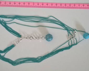 Different length silver turquoise necklace