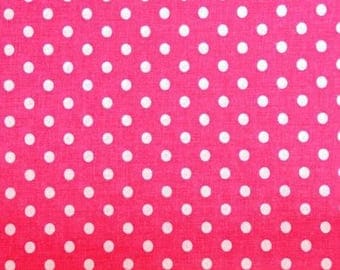 Cotton pink white polka dots