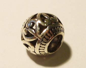 1 bead antique silver big hole MR295 11x9mm