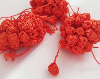 Buttons Orange Moroccan Aakads braided in vegetable silk thread