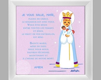 Give a prayer for Christmas - Hail Mary, a pink background