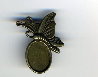 Clearance: support cabochon metal Butterfly bronze