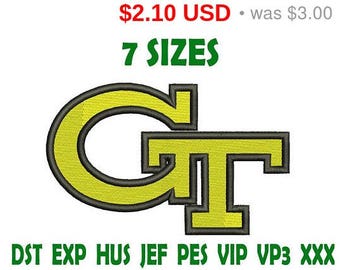 SALE 30% Georgia Tech Yellow Jackets embroidery design logo - Instant Download machine embroidery pattern