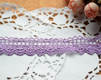 Guipure lace embroidered purple Largeur2.7cm L027002