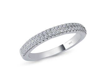 925 solid sterling silver half eternity cz wedding band rhodium plated comfort fit promise engagement wedding - Cz Wedding Rings 925 solid sterling silver half eternity cz wedding band rhodium plated comfort fit promise engagement wedding - Cz Wedding Rings
