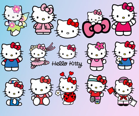 Hello Kitty Clipart SVG PNG 300 PPI Instant Download