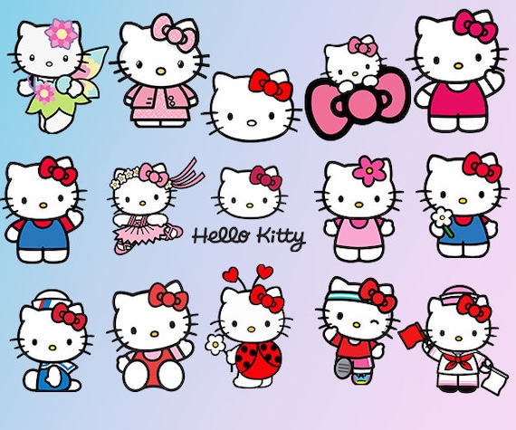 Hello Kitty Clipart SVG PNG 300 PPI Instant Download