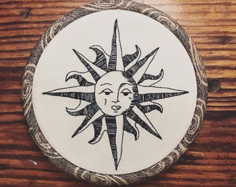 Sun embroidery hoop art