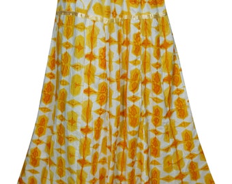 Stunning Fit and Beautiful Flare Skirt Orange Gypsy Hippie Chic Rayon Summer Fashion Boho Style Long Skirts S/M
