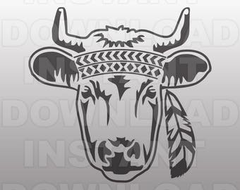 Cow SVG File,Hippie Cow SVG,Cow Face svg,Farm svg -Commercial & Personal Use- svg for Cricut,Silhouette svg,vector svg,svg cuts,tshirt svg