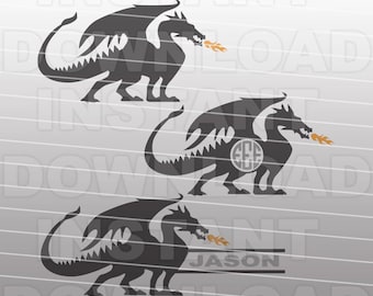 Dragon SVG File,Dragon Monogram SVG File -Commercial & Personal Use- Vector Art,svg for Cricut,svg for Silhouette Cameo,vinyl design,htv