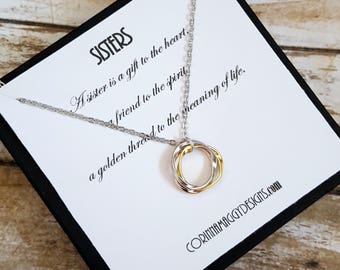 Sister Necklace / Inspirational Jewelry / Three Sisters Jewelry / Gift For Sister, Christmas Gift for Sister, Silver or Gold Sisters Jewelry