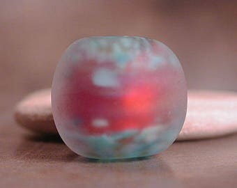 Fire Opal Bead Etched Round Lampwork Focal Bead Divine Spark Designs SRA