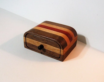 Treasure Box With Secret Drawer Made Of Four Woods