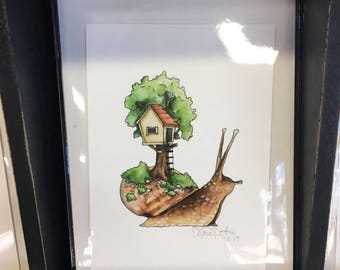 Tree House Snail Print