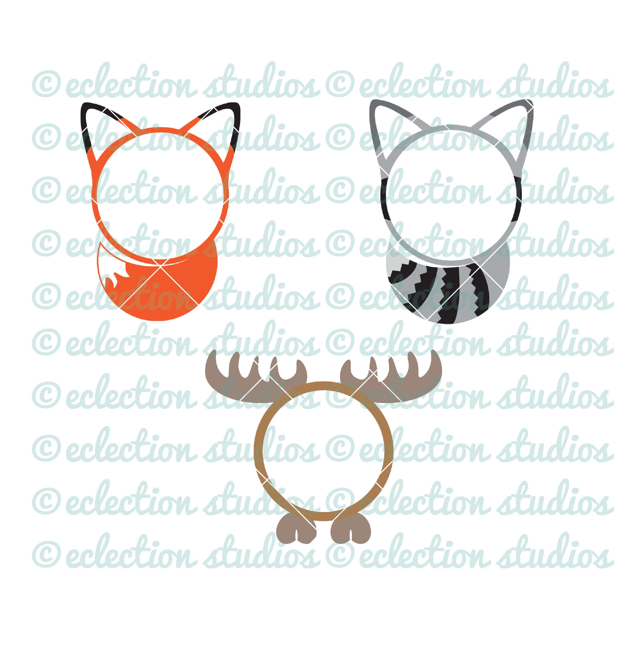 Download Boy Monogram SVG Fox Moose Raccoon Monogram Circle set