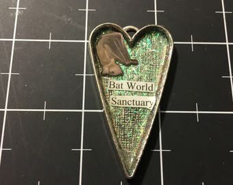 100% Donation Item: Bat World Sanctuary, Iridescent Tinsel Glitter Peekaboo Pendant, All of the proceeds go to Bat World Sanctuary
