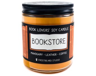 Bookstore - 8 oz Book Lovers' Soy Candle - Book Candle -  Book Lover Gift - Scented Soy Candle - Frostbeard Studio