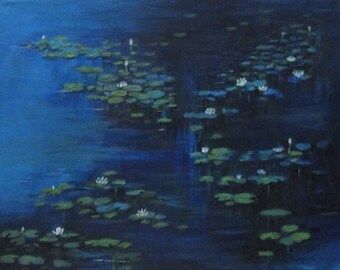 Water lily painting | Etsy