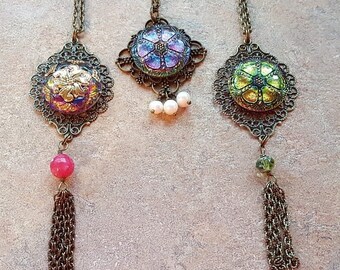 ON SALE Czech glass Button pendant your choice of one Handmade