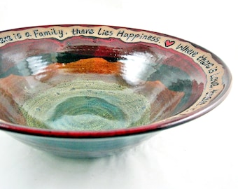 Wedding blessing bowl, Handmade pottery wedding gift, housewarming gift, large handmade pottery bowl - In stock 152