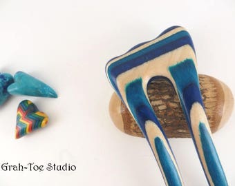 Hair Fork,Spectraply Wood,Hairfork Mermaids Tail,Grahtoe Hair Stick, Wood Hair Sticks,Gift for her,Hairforks,Man Bun,Hair Toy,Hair Forks,