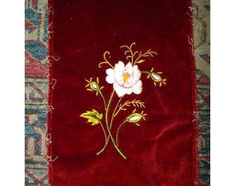 Vintage Embroidery Velvet Roses Fabric