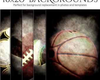 50% Off - Sports Photography | Background Set | UP IN SMOKE | (5) 16x20 - Digital Backgrounds for Scrap Bookers and Sports Photographers.