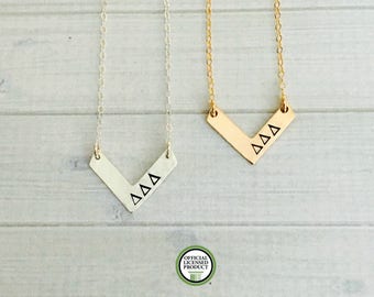 Delta Delta Delta Necklace - Delta Delta Delta Jewelry - Tri Delta - Sorority Chevron Necklace - Sorority Jewelry - Sorority Necklace