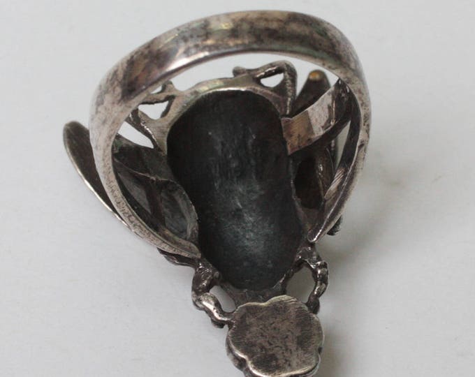 Sterling Marcasite Fly Bug Ring Size 5 Vintage Insect Jewelry