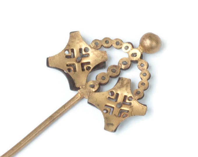 Antique Cut Steel Hat Pin Hair Pin 5 Inches Long Victorian